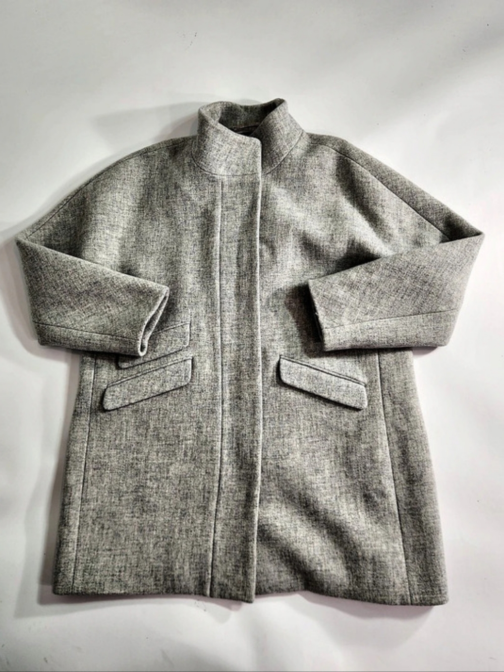 J.Crew Womens Cocoon Coat Italian Stadium Cloth Wool Gray Coat Jacket Size 18 1C